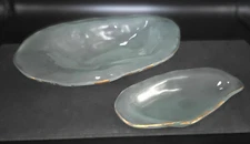 1991 annieglass Classic Shells Collection ABALONE & COQUINA Frosted Glass Bowls