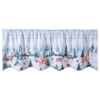 Heimtexland ® Scheibengardine Winter Wald Deko Gardine Fensterdeko Rehe Typ651