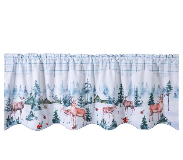 Heimtexland ® Scheibengardine Winter Wald Deko Gardine Fensterdeko Rehe Typ651-image
