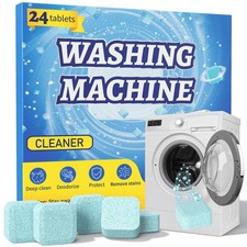 24 Pack Washing Machine Cleaner Tablets Descaler for Front Top Load HE