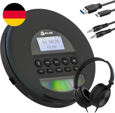 KLIM Nomadcd Player Bluetooth - Tragbare Discman Mit Langlebigem Akku - Inklusiv
