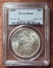 1885 Morgan Silver Dollar PCGS MS63