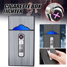 Portasigarette 2 in 1 Alluminio Accendino Elettronico Integrato Senza Fiamma