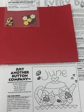 Just Another Button Company JUNE Teapot Button Lot & Chart 8498 Flowers, Bees