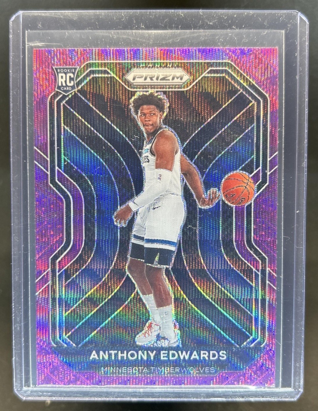 2020-21 Panini Prizm Anthony Edwards RC Purple Wave Prizm #258 Timberwolves