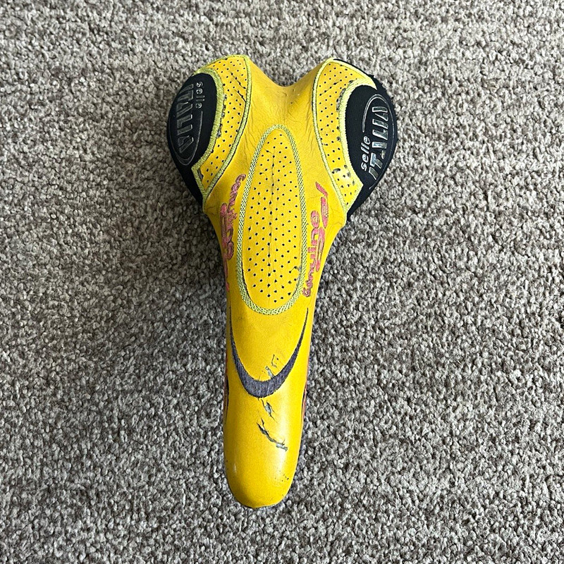 Selle Italia Genuine Gel Road Bike Saddle Seat Leather Yellow/Black