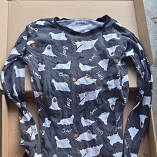 Old Navy Unisex Kids Ghost Halloween Pajama Top Size 10 Black/White/Orange