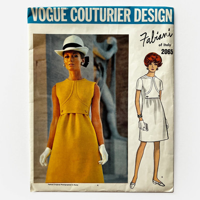 Vtg 1969 Vogue Couturier 2065 Alberto Fabiani A-Line Dress Pattern 8 UNCUT