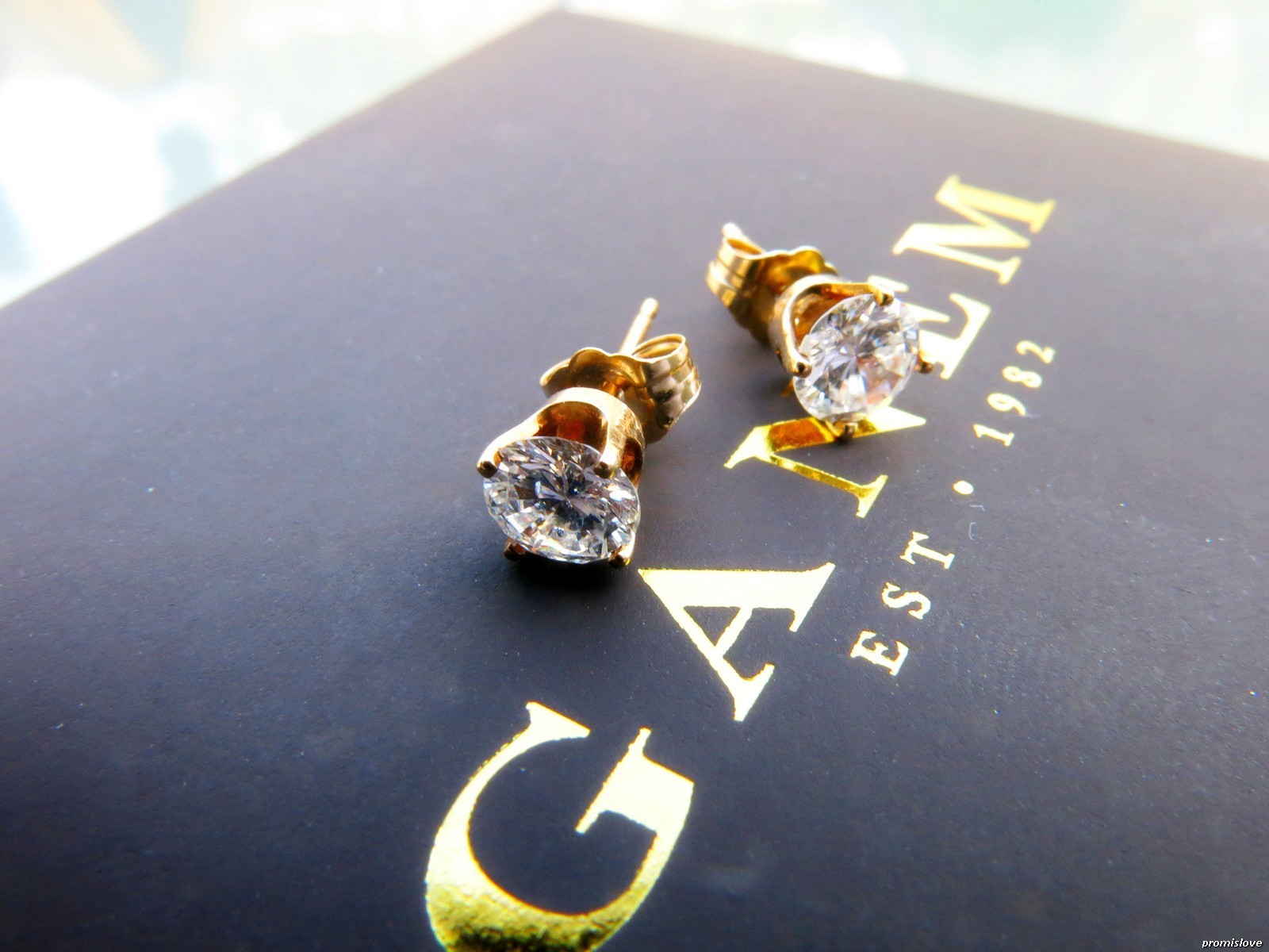 Earrings Stud SOLID Yellow GOLD 14K SOLITAIRE REA… - image 2