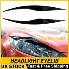 2x Eyebrows Trim Cover for Ford Fiesta MK7 2008 -2012 Headlight Lids Gloss Black