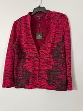 Ming Wang CRA Red Black Embroidered Knit Jack...