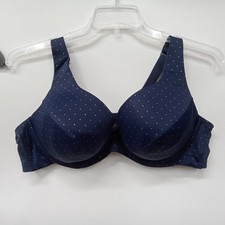 NWT Navy w/Gold Dots Catherines Underwire Back Hook Plunge Bra Size 44C