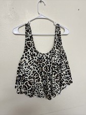 Women s flounce Leopard Print swim Tankini Swim Top animal print Size XL flowy