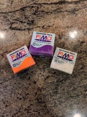 Set of 4 FIMO Soft Polymer Oven Modelling Clay -2 Oz Each, Purple Orange White