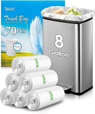 70 Count 8 Gallon Clear Trash Bags with Star Seal - Perfect for Multiple Uses