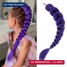 Getgal 24inch Purple Braids Ponytail Hair Extensions for Kids Costume