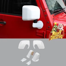 Rearview Side Mirror Base Cover Trim Shell Kit For Jeep Wrangler JK 07-18 White