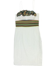 GUESS Womens Abstract Print Midi Dress, white, 8