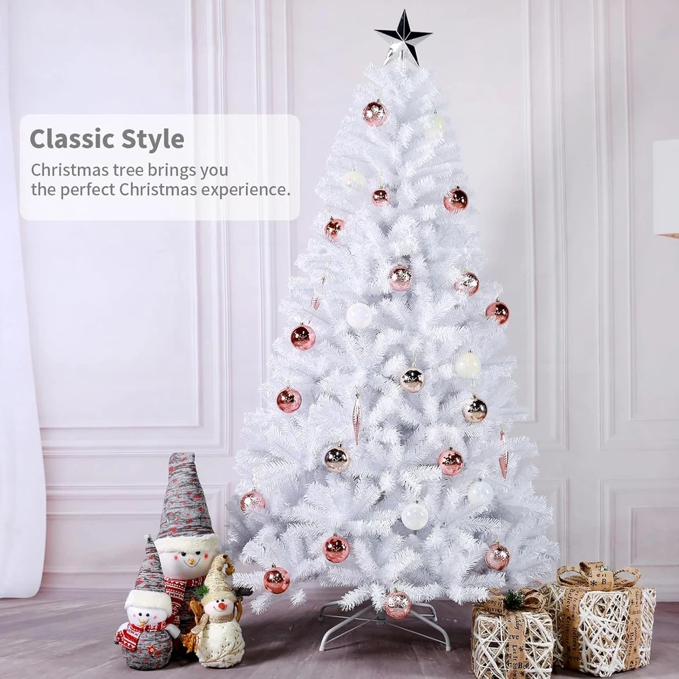 VIVO 4/5/6/7Ft White Christmas Tree 1432 Branch Tips Xmas Bushy Pine Artificial Stand
