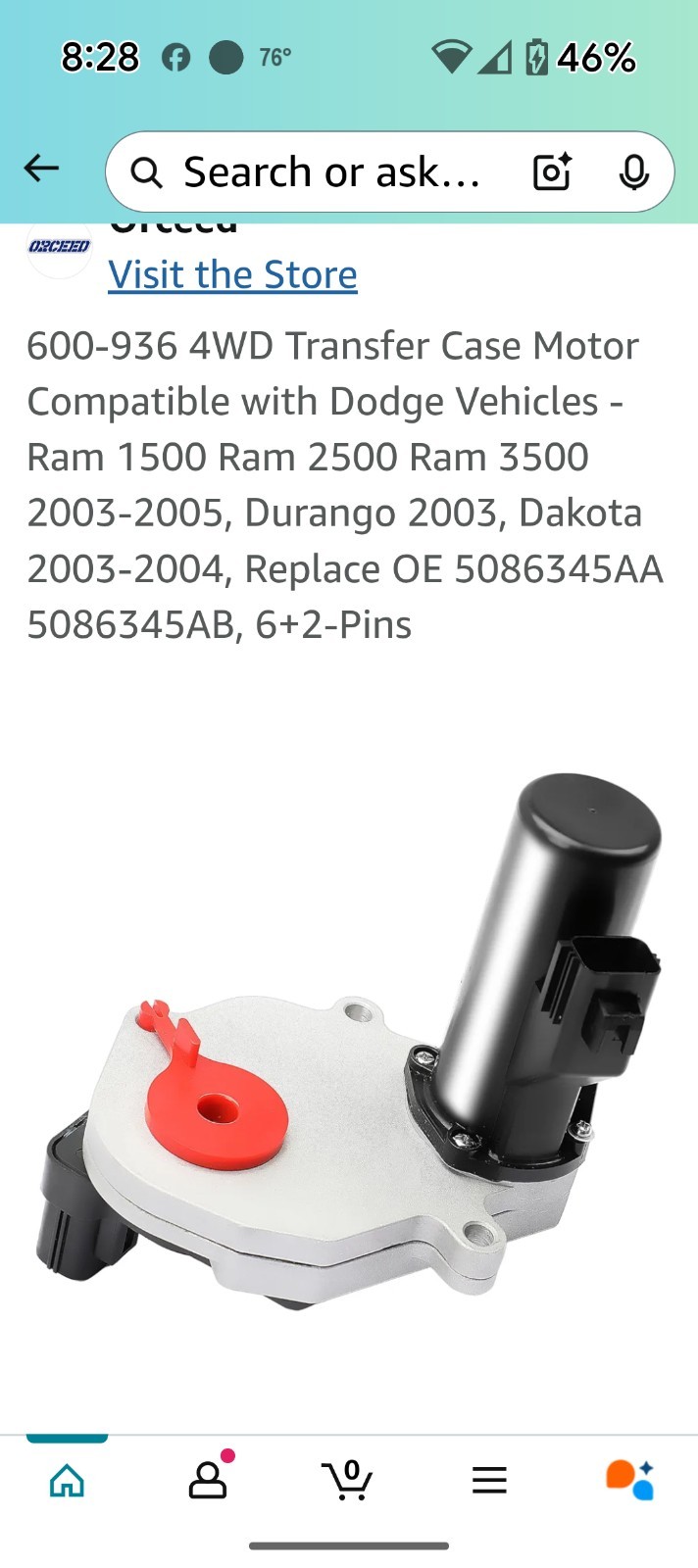 4WD Transfer Case Motor for Dodge Ram 1500 600-936 Compatible Part