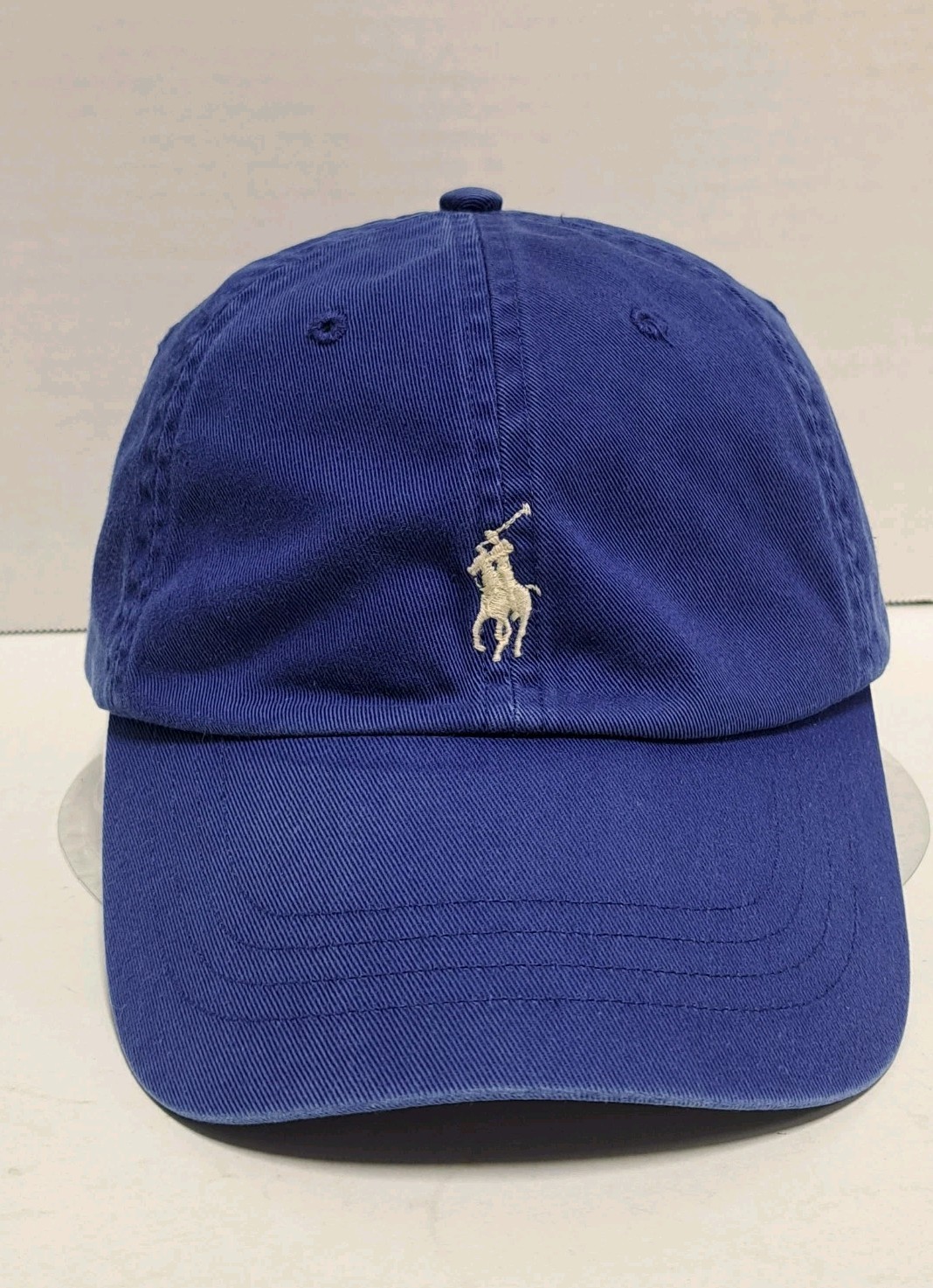 Cappello Polo Ralph Lauren piccolo pony pelle strapback berretto papà blu regolabile OSFM