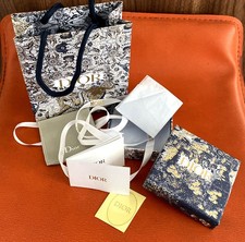 Authentic Dior Jewellery Box Gift Bag Set Ribbon Tissue & Pouch Blue Gold