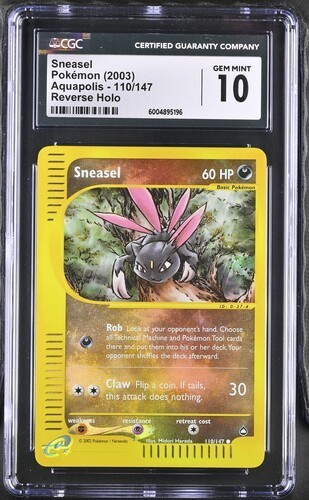 2003 POKEMON AQUAPOLIS SNEASEL #110 REVERSE HOLO CGC 10 GEM MINT
