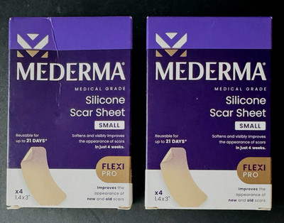 2x MEDERMA Silicone Scar Sheet Small 1.4x3 in 4ct BB: 02/2027 (FRESH/SEALED)