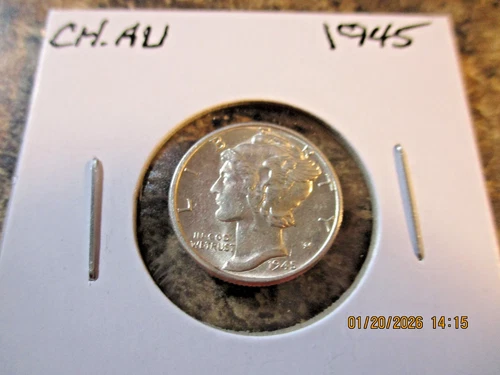 1945 MERCURY SILVER DIME - CHOICE AU     CO