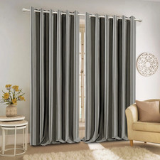 Thermal Thick Blackout Curtains Eyelet Ring Top Ready Made Curtains Pair