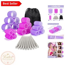 Elegant Hair Rollers Set: 33-Piece Collection with Stainless Clips  Storage Bag