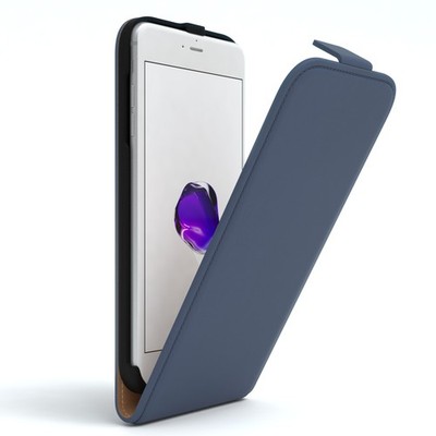 Tasche für Apple iPhone 8 / 7 Plus Flip Case Schutz Hülle Handy Cover Dunkelblau