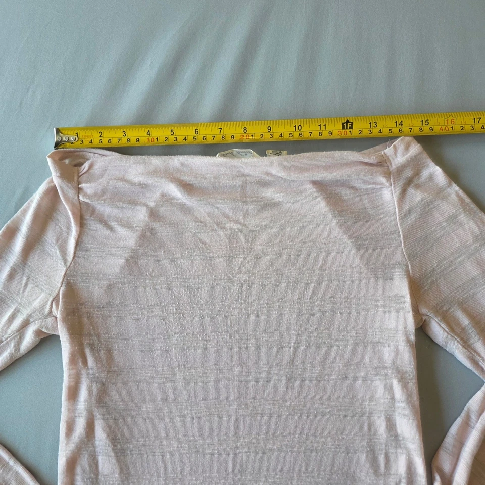 Blusa Derek Heart Mujer Top Talla S Rosa Manga Larga Fuera del Hombro Rayas Foto 4 de 4