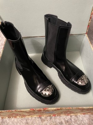 Alexander McQueen Studded Toe Chelsea Boots Black Leather Men s Size 12 45