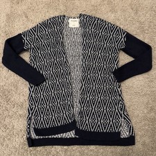 Abercrombie Kids Cardigan Girls 15/16 Black Diamond Knit Relax Long Sleeve Aztec