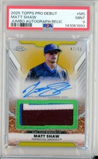 2025 Topps Pro Debut MILB MATT SHAW RC GOLD Patch Autograph AUTO 47/50 PSA 9