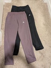 Adidas Women  s Fleece Active Sweatpants Tapered Legs Purple  Black S  M