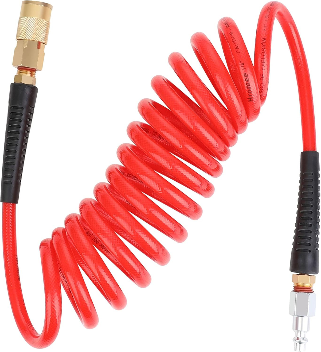 1/4-Inch X 10Ft Polyurethane Recoil Air Hose with Fittings Compressor Hose with