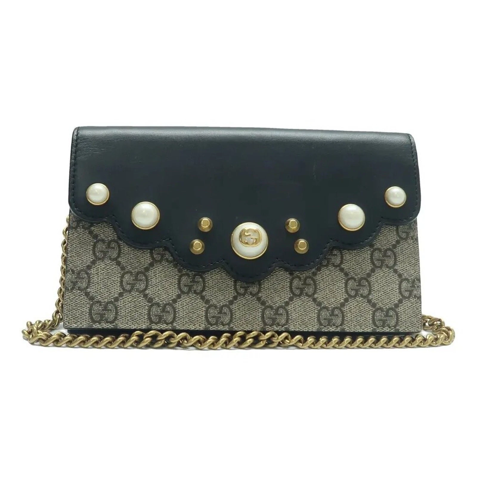 Sac à bandoulière toile marron et noir GUCCI pivoine WOC 719 041025