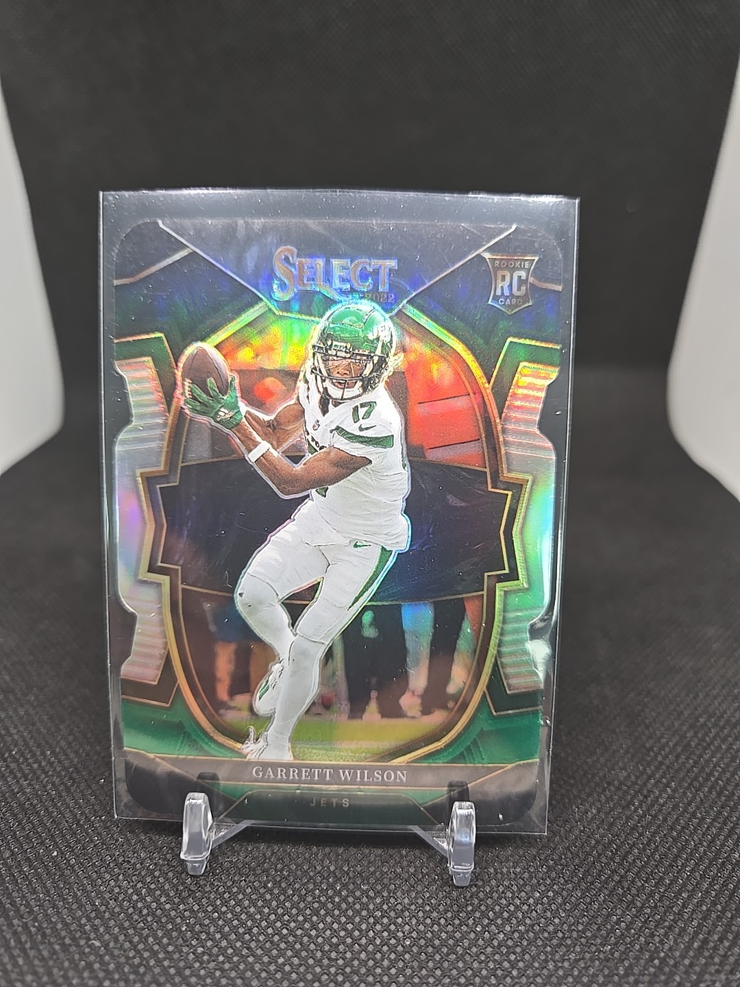 2022 Panini Select - Concourse Garrett Wilson #88 Black & Green Prizm Die-Cut RC
