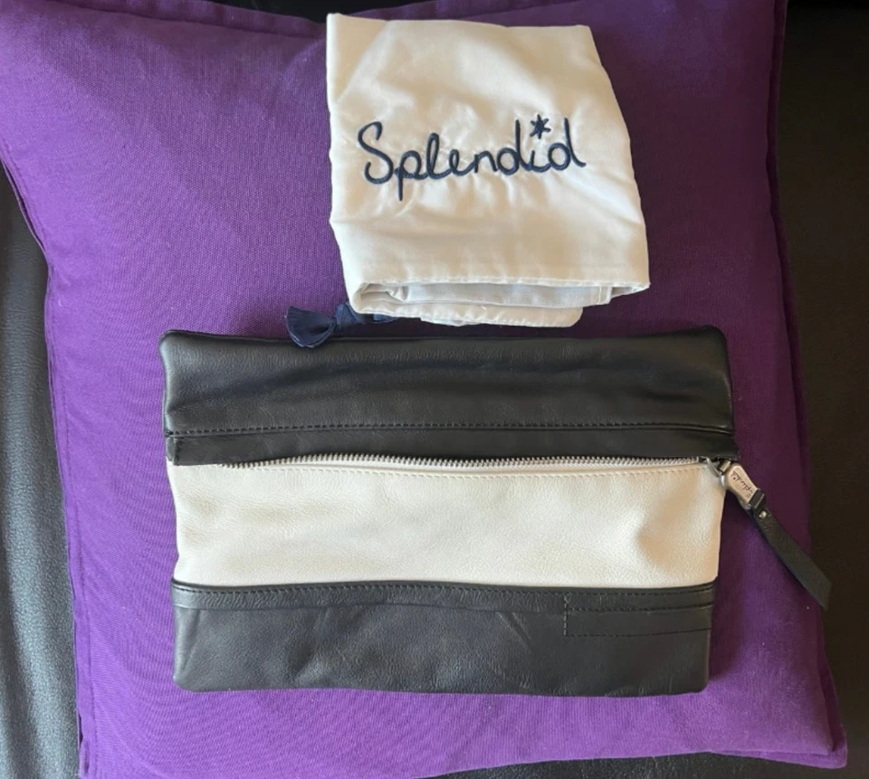Espléndido Bolso sin asas de cuero negro blanco - Nuevo con etiquetas Precio de venta sugerido por el fabricante $158 Foto 3 de 4