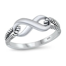 Infinity Love Knot Rope Ring Sterling Silver