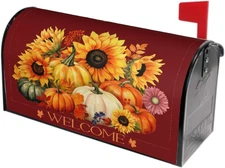 Autumn Pumpkin Thanksgiving Mailbox Cover Magnetic Fall Sunflower Maple Leaf Mai