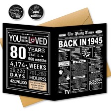 Tarjeta de regalo de cumpleaños número 80 para papá, mamá, abuelo y abuela