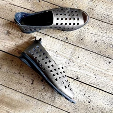 Arche Drick Laser Cut Leather Peep Toe Flats Bronze EU 39 US 8