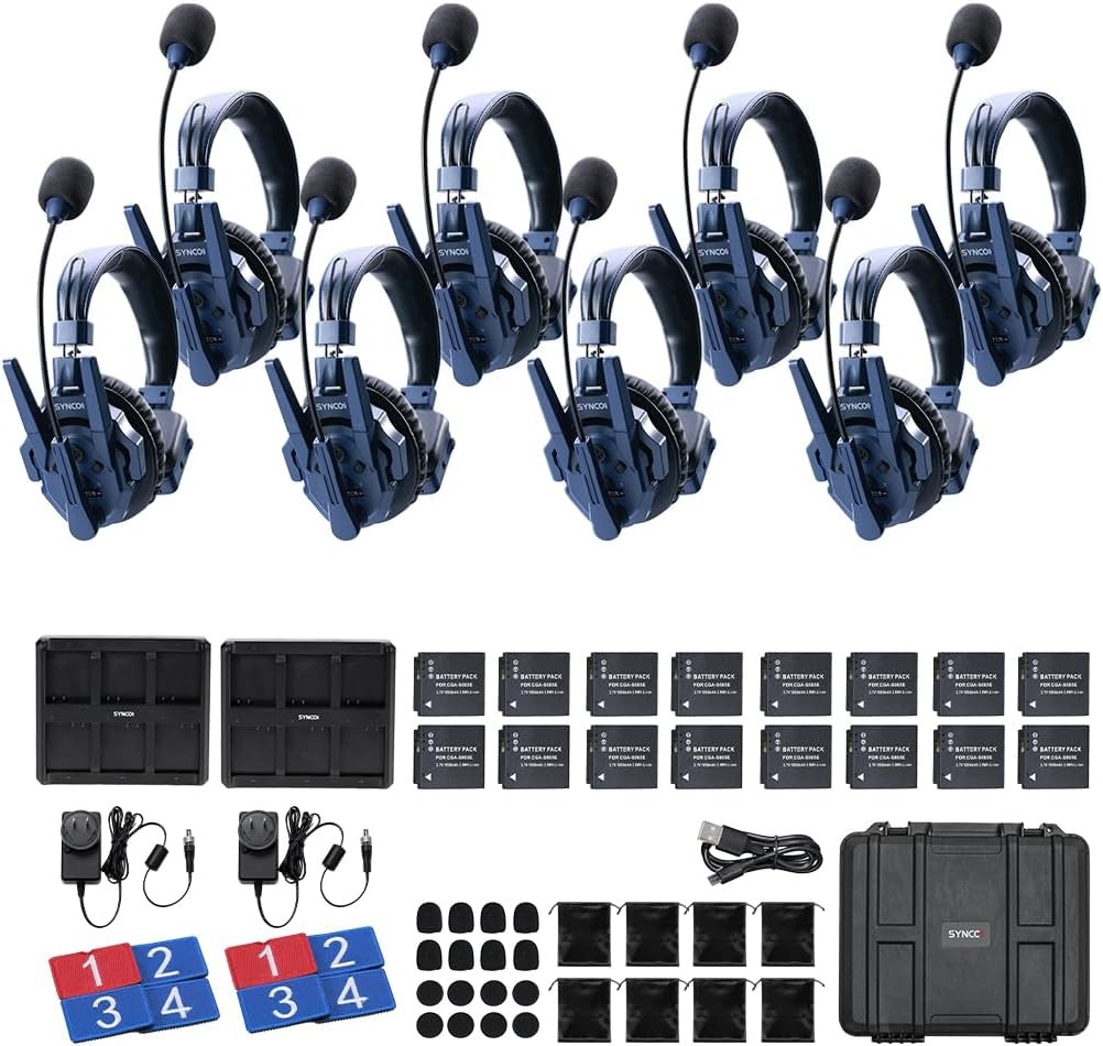 SYNCO XTalk Master 2.4GHz Wireless Headset Intercom System Full Duplex 8 Person