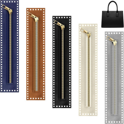 PU Leather Crochet Zippers Set - 5 Colors, 10.6 Inch, for DIY Handbags