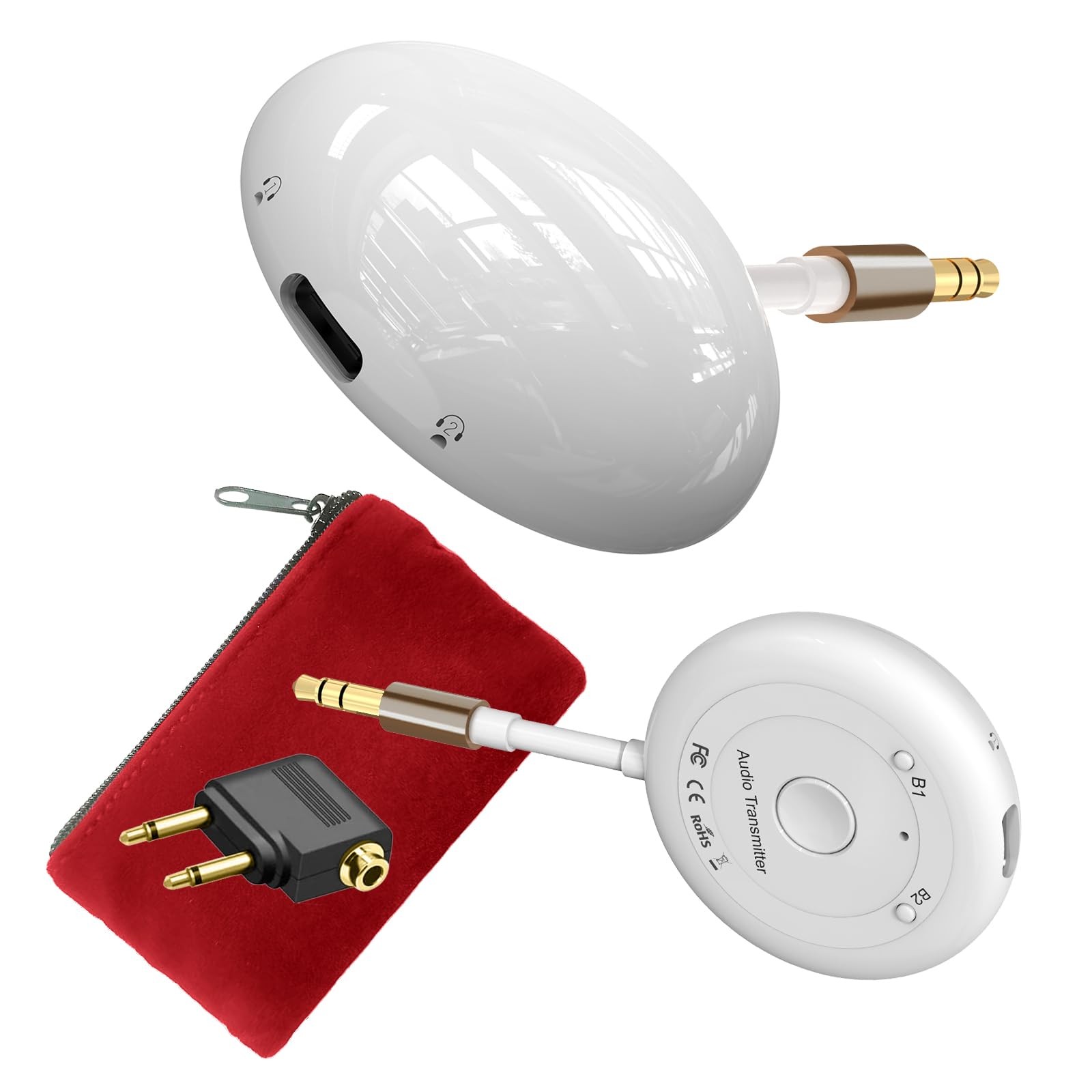 Bluetooth 5.3 Airplane Audio Adapter - Low Latency Wireless Transmitter for In-Flight Use