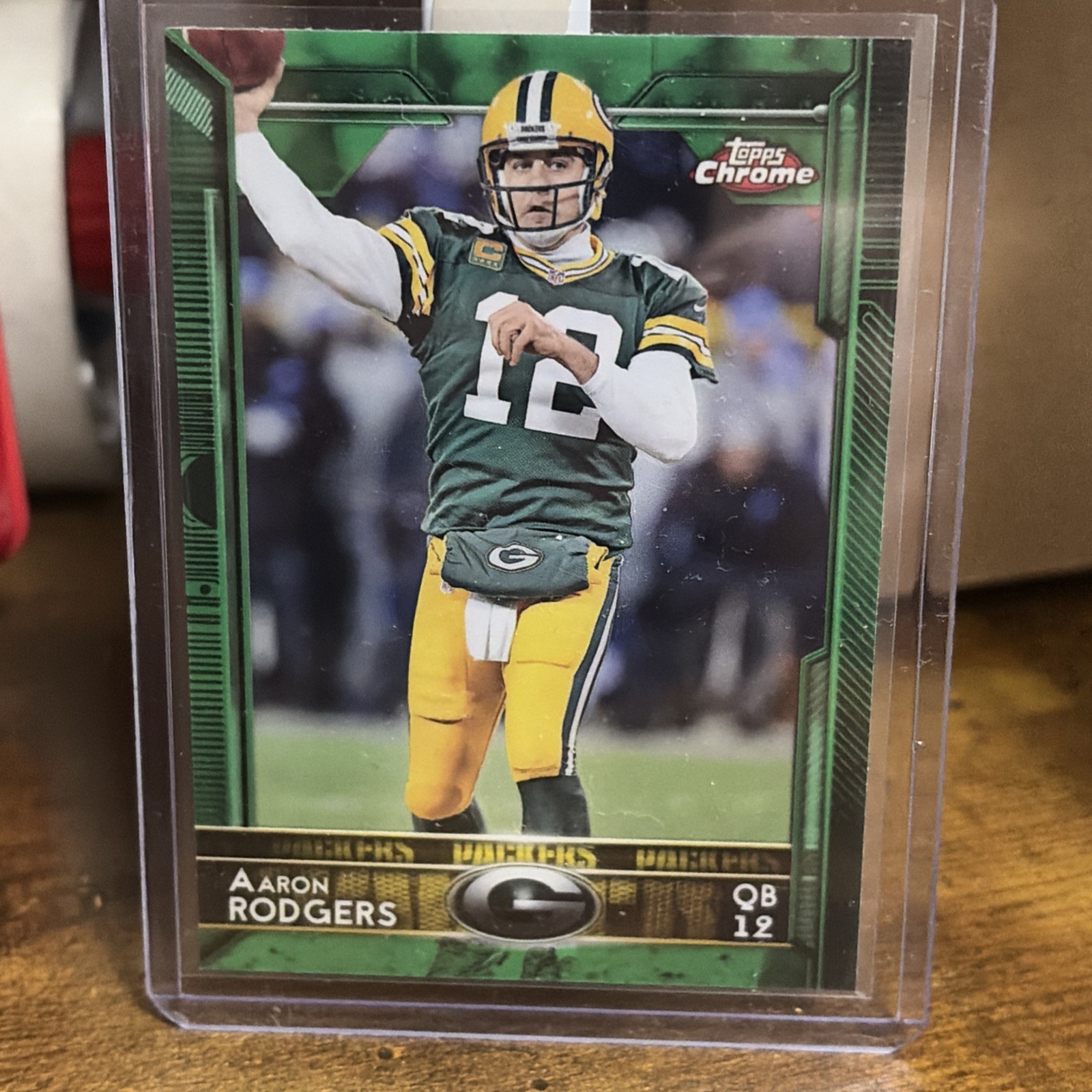 2015 Topps Chrome GREEN Refractor Color Match Aaron Rodgers