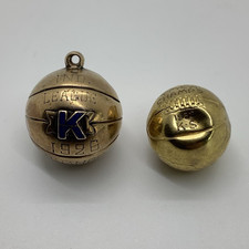 Lot of 2 Vintage 10k Yellow Gold Basketball Championship Charm Pendants 7.1g
